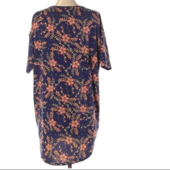 Lularoe Irma Short Sleeve T-Shirt Size XXS  Scoop neckline Floral Print Blue and - Picture 3 of 5